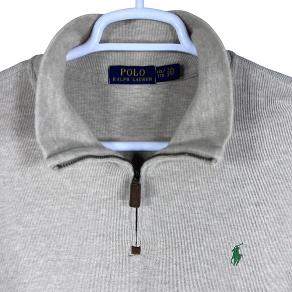 Polo Ralph Lauren Mens XXL Tan Rib Mockneck 1/4 Zip Pullover Old Money Timeless - Picture 8 of 16